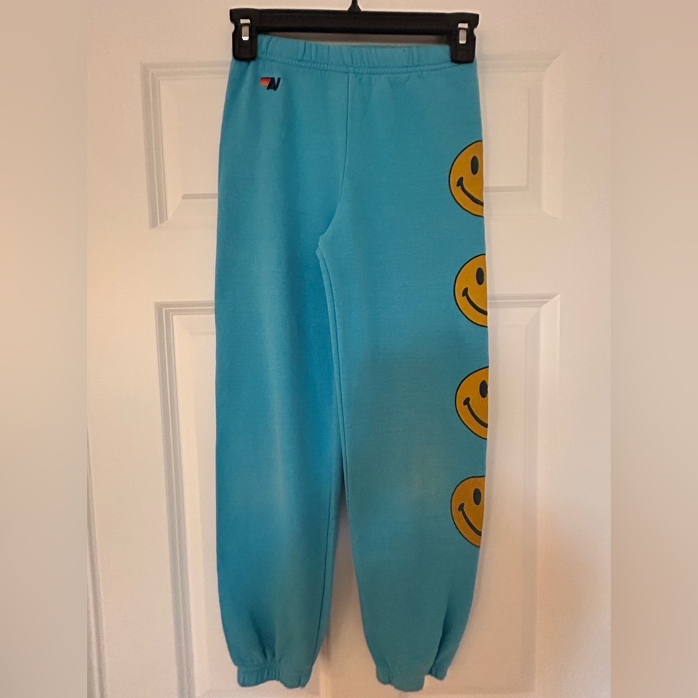 Aviator Nation Kid’s smiley neon blue Sweatpants size 12